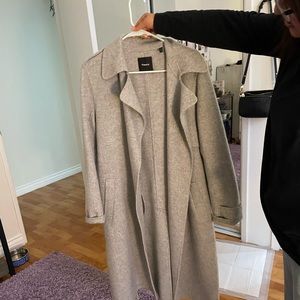 Theory belted coat 90%wool 10%cashmere trench coat in grey